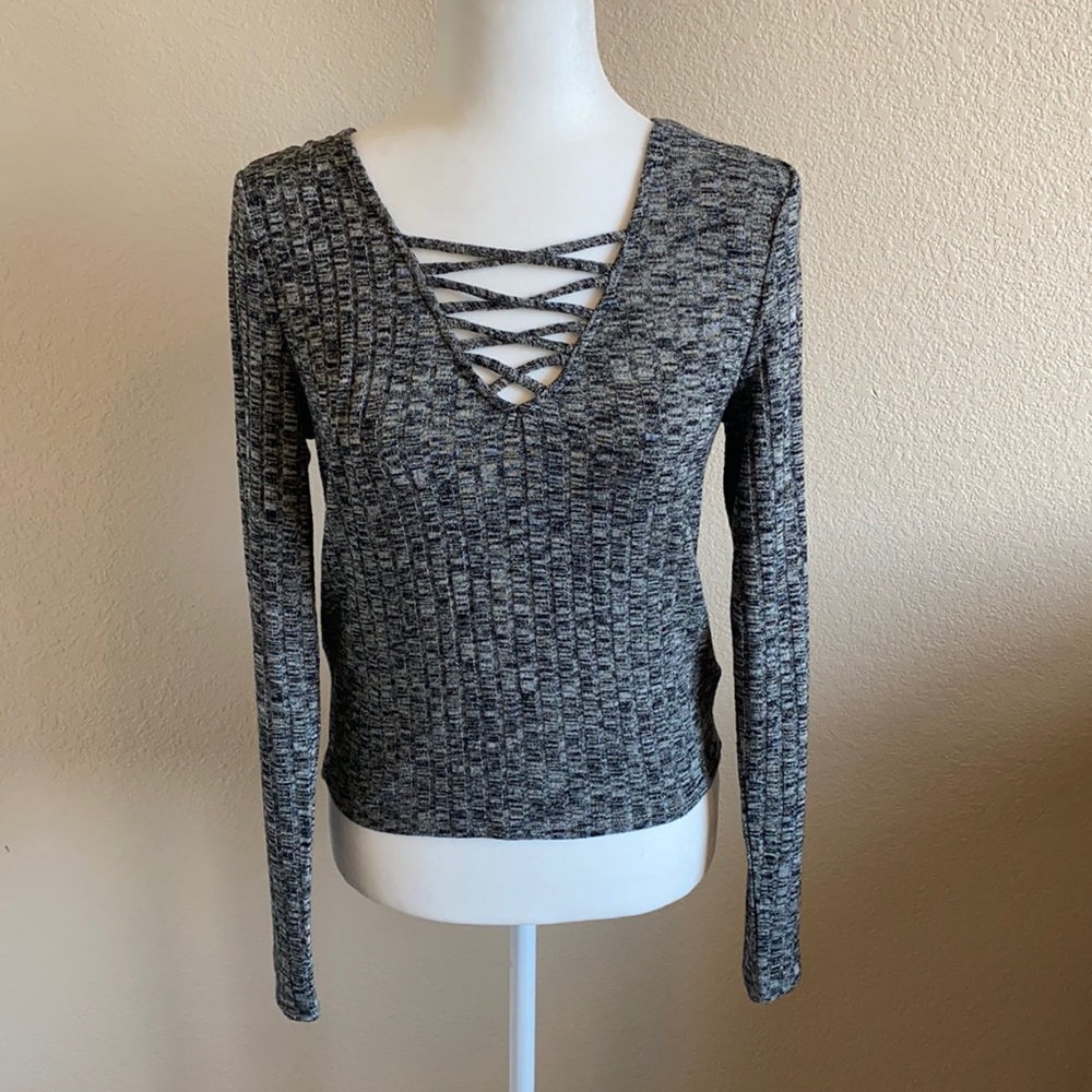 New Grey Lace Up Top Juniors L
